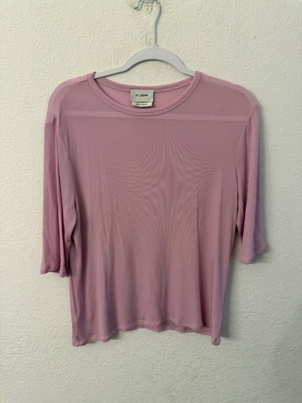 St. John Lavender Ribbed 3/4 Sleeve Top Womens Size Large